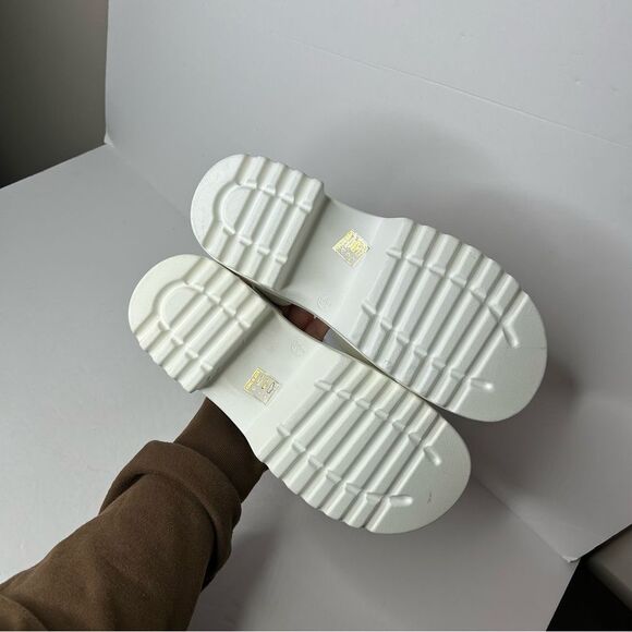 New faux Leather White Chunky Platform Sandals 10 crossover Straps - Picture 4 of 9